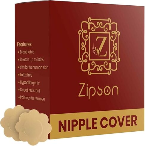 Disposable Nipple Covers for Women, No-Show Satin Breast Petals – Invisible and Comfortable Nipple Stickers (Beige) in Saudi Arabia