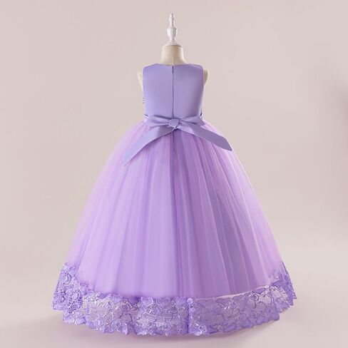 Flower Girls Tulle Dress Long Formal Pageant Communion Princess Wedding Bridesmaid Dresses Kids Lace Dance Ball Gowns in Kuwait