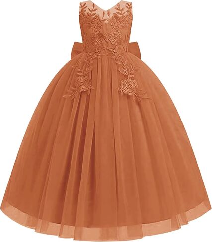 Lace Applique Flower Girl Dress for Wedding Kids Puffy Tulle Long Pageant Dress Bowknot Princess Prom Ball Gowns in Saudi Arabia