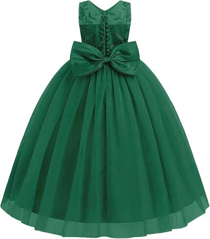 Lace Applique Flower Girl Dress for Wedding Kids Puffy Tulle Long Pageant Dress Bowknot Princess Prom Ball Gowns in Saudi Arabia