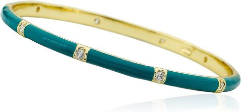 Stackable Stunners Black Thin 14k Gold-Plated Bangle CZ Stripes in Kuwait