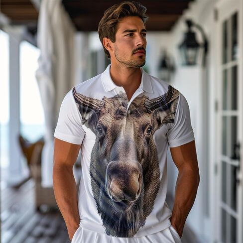 Tropical Animal Polo Shirts for Men - Short Sleeve Golf Shirts Animal Lover Mens Polo T-Shirt Casual Style 39 in Saudi Arabia