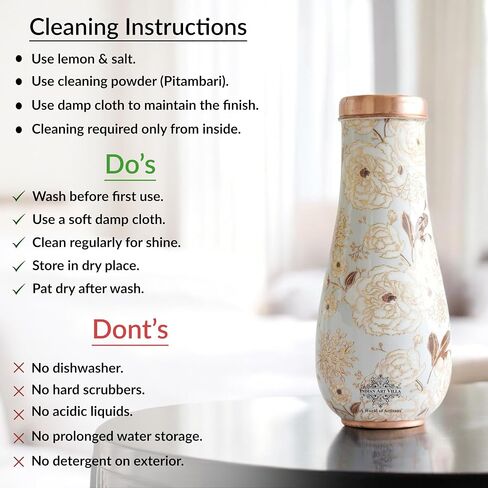 Indian Art Villa Pure Copper Half Hammered and Grey Silk Finish Vase Shape Bedroom Bottle, Volume -48 Oz in Saudi Arabia
