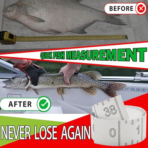 37" Boat Ruler Fish Measuring Sticker - Transparent Waterproof Decal Tape Measure - Clear Discreet Adhesive for Boat, Kayak, Net, Gaff, Table - 37 in Fish Rulers in Kuwait