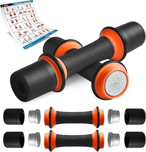 SQUATZ 3 LB Dumbbells Set of 2 - Compact Weight Dumbbells - Versatile Dumbbells for Toning, Pilates, and Barre - Comfortable Foam Grip - 1.5kg Dumbbells in Saudi Arabia