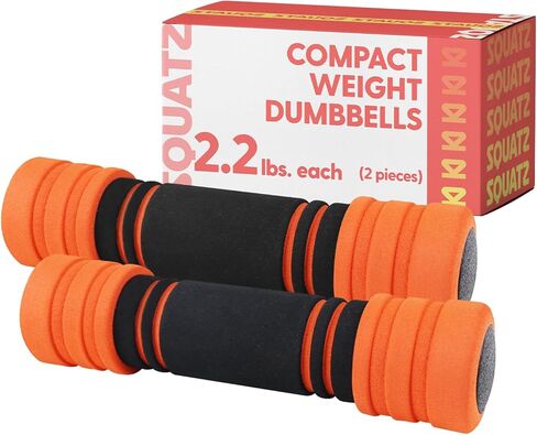 SQUATZ 3 LB Dumbbells Set of 2 - Compact Weight Dumbbells - Versatile Dumbbells for Toning, Pilates, and Barre - Comfortable Foam Grip - 1.5kg Dumbbells in Saudi Arabia