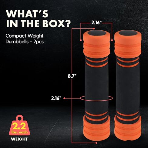 SQUATZ 3 LB Dumbbells Set of 2 - Compact Weight Dumbbells - Versatile Dumbbells for Toning, Pilates, and Barre - Comfortable Foam Grip - 1.5kg Dumbbells in Saudi Arabia