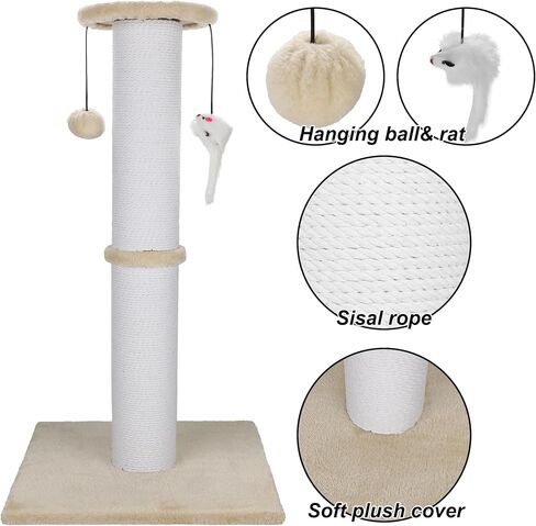 Cat Scratching Post 34 Inches Heavy Duty and Thicker Cat Scratching Post Sisal Rope with Hanging Ball and Mice Scratching Post for Indoor Cats and Adult(Green) in Saudi Arabia