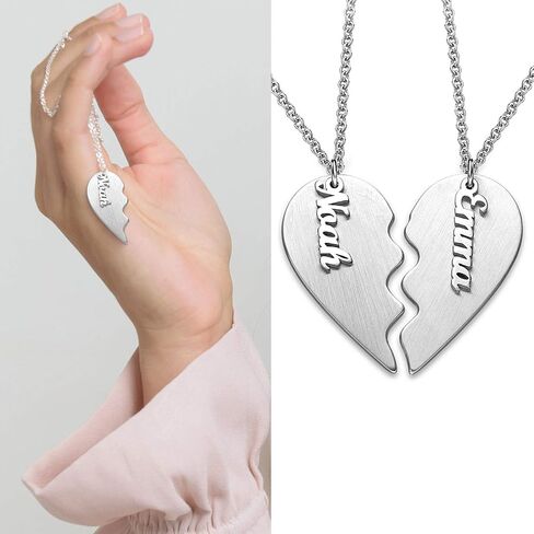 MYKA - Personalized Broken Heart Necklace - Couples Jewelry for Girlfriend, Her, Him, Women, Men - Custom Engraved Unisex Couple Pendant - Gift For Valentine's Day, Birthday, Mother's Day, Christmas in Saudi Arabia