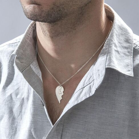 MYKA - Personalized Broken Heart Necklace - Couples Jewelry for Girlfriend, Her, Him, Women, Men - Custom Engraved Unisex Couple Pendant - Gift For Valentine's Day, Birthday, Mother's Day, Christmas in Saudi Arabia