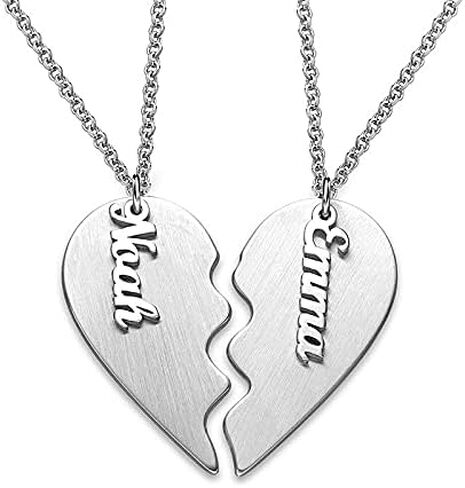 MYKA - Personalized Broken Heart Necklace - Couples Jewelry for Girlfriend, Her, Him, Women, Men - Custom Engraved Unisex Couple Pendant - Gift For Valentine's Day, Birthday, Mother's Day, Christmas in Saudi Arabia