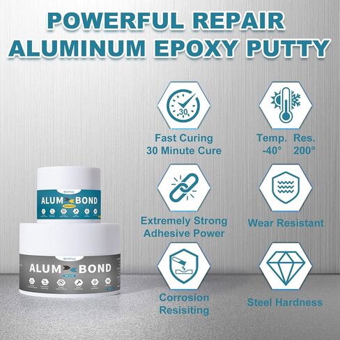7 أوقية إصلاح المعجون الألومنيوم ، قوة لاصق قوية وعلاج سريع الألومنيوم الايبوكسي ، لحام الايبوكسي لأحواض الأحواض الساخنة ، المشعات ، أجسام القوارب ، الخزانات والمزيد ، اللون الرمادي in Kuwait