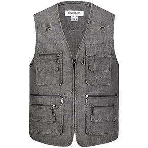 Summer Casual Large Size Olympina Mens Blue Vests Sleeveless Zipper Waistcoats Comfortable 204 Dark Gary 3XL in Saudi Arabia