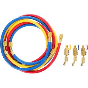 Cabilock 3Pcs Charging Hose for Car with Ball Valves Durable and Oil Resistant Easy Installation High Pressure Fluoride Adding Tube for Efficient Use in Saudi Arabia