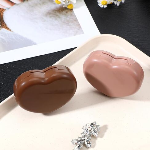 2 PCS علبة العدسات اللاصقة ، شكل القلب بني جهات الاتصال العيون البنية حامل الحامل مربع تخزين محمولة العدسات اللاصقة ملقط أدوات حلول أدوات الأدوات للمنزل اليومي في الهواء الطلق المنزل in Kuwait