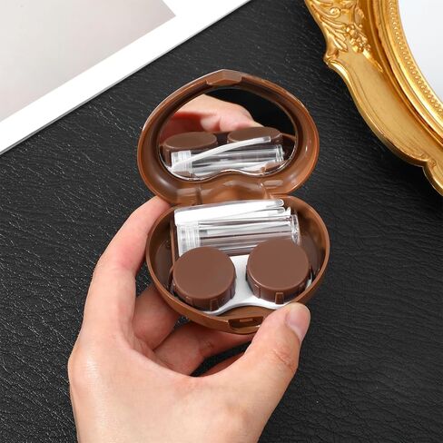 2 PCS علبة العدسات اللاصقة ، شكل القلب بني جهات الاتصال العيون البنية حامل الحامل مربع تخزين محمولة العدسات اللاصقة ملقط أدوات حلول أدوات الأدوات للمنزل اليومي في الهواء الطلق المنزل in Kuwait