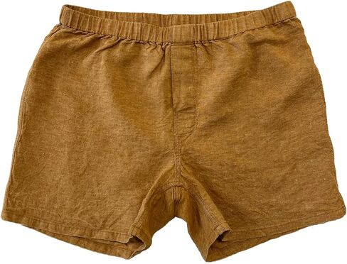Linoto Men's 100% Linen Boxer Shorts, Harvest Gold, Elastic Waistband, Medium in Saudi Arabia