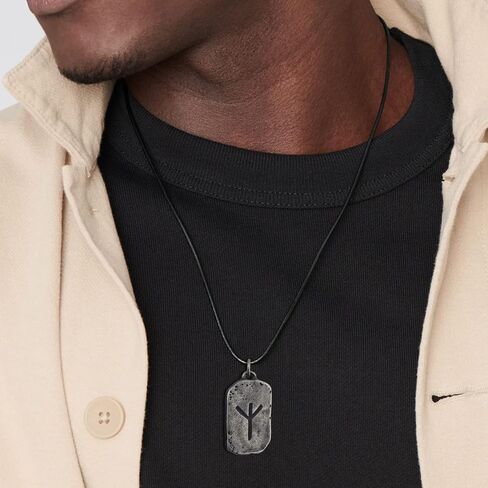 Men's Viking Rune Necklace Stainless Steel Elder Futhark Rune Handmade Solid Nordic Jewelry in Saudi Arabia