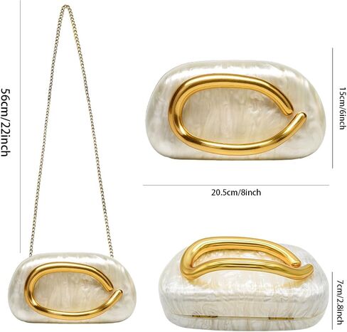 Evening Clutch Purse for Women, PU Leather Wedding Guest Clutch Metal Chain Shoulder Bag, Crossbody Purse in Kuwait