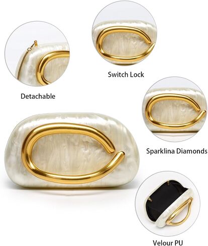 Evening Clutch Purse for Women, PU Leather Wedding Guest Clutch Metal Chain Shoulder Bag, Crossbody Purse in Kuwait