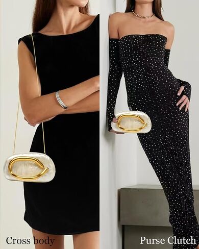 Evening Clutch Purse for Women, PU Leather Wedding Guest Clutch Metal Chain Shoulder Bag, Crossbody Purse in Kuwait