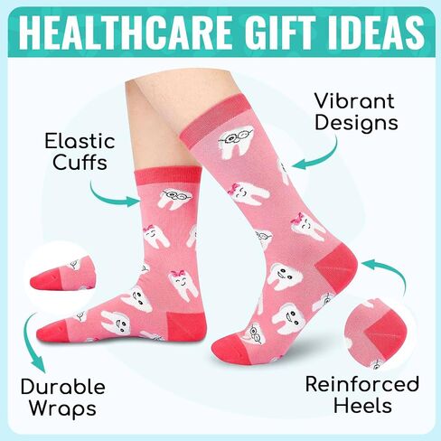 HAPPYPOP Dental Gifts for Women - Tooth Socks Teeth Socks Dental Socks for Women, Dentist Gifts for Women Dental Hygienist Gifts Dental Student School Gifts in Saudi Arabia