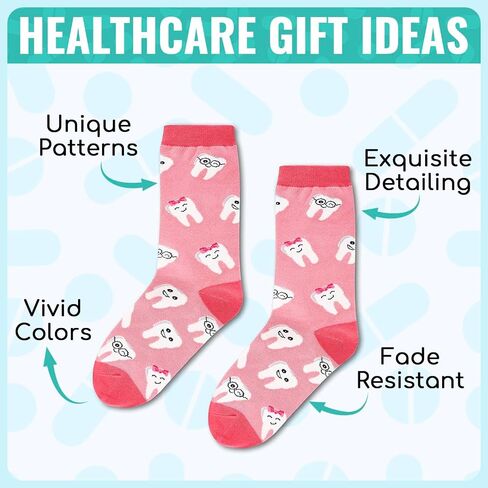 HAPPYPOP Dental Gifts for Women - Tooth Socks Teeth Socks Dental Socks for Women, Dentist Gifts for Women Dental Hygienist Gifts Dental Student School Gifts in Saudi Arabia