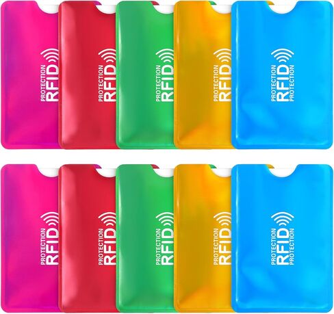10pcs RFID Blocking Sleeves, Colorful Credit Card Protector RFID Identity Card Protector Identity Theft Protection Secure Sleeve Protect Your Credit, Debit, and ID Cards From Electronic Theft in Saudi Arabia