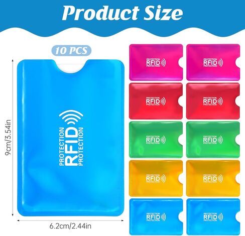 10pcs RFID Blocking Sleeves, Colorful Credit Card Protector RFID Identity Card Protector Identity Theft Protection Secure Sleeve Protect Your Credit, Debit, and ID Cards From Electronic Theft in Saudi Arabia