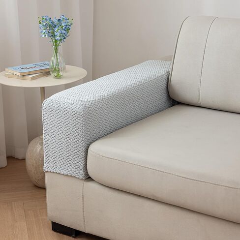 Couch Arm Covers,Sofa Arm Covers Set of 2 Polyester Stretch Anti-Slip Furniture Protector Washable Armchair Slipcovers (Beige,Medium) in Saudi Arabia
