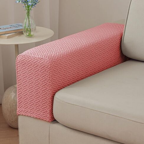 Couch Arm Covers,Sofa Arm Covers Set of 2 Polyester Stretch Anti-Slip Furniture Protector Washable Armchair Slipcovers (Beige,Medium) in Saudi Arabia