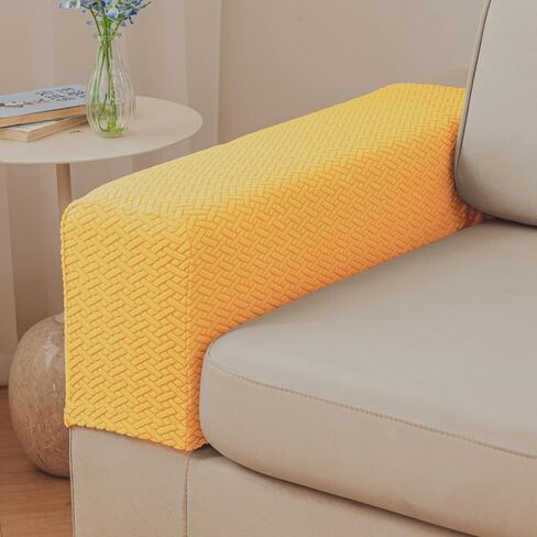 Couch Arm Covers,Sofa Arm Covers Set of 2 Polyester Stretch Anti-Slip Furniture Protector Washable Armchair Slipcovers (Beige,Medium) in Saudi Arabia