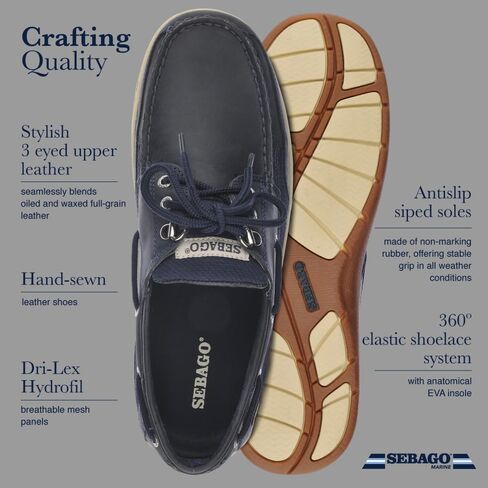 Sebago Clovehitch II fgl أحذية القوارب المشمع - mocasins الجلدية للرجال مع ألواح شبكات التنفس ، midsoles eva التشريحية ، والخارجية المقاومة للانزلاق in Saudi Arabia