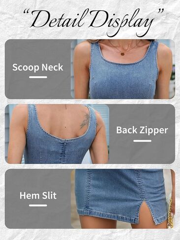 ELLEVEN Slim Fit Denim Mini Dress for Women 2025 – Sexy Sleeveless Summer Dress with Hem Slit in Saudi Arabia