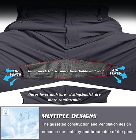 Mens Lightweight Cargo Hiking Patns Outdoor Quick Dry Work Tactical Pants with 6 Pockets Water Resistant Fishing Travel Pants in Kuwait