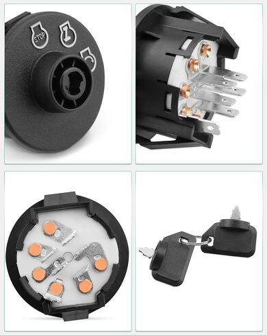 Ignition Switch with Key & Carabiner 6PIN Fit for Kubota ZG123 ZG124 ZG127 Z121 Z122 Z125 Z411 Z421 Z723 Z724 Z725 Z726 Zero Turn Mowers Parts, Replace K3011-62110 in Saudi Arabia