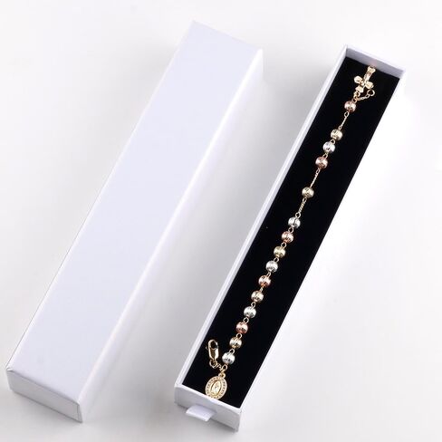6mm Gold Plated Beads Catholic Guadalupe Crucifix Charm Rosary Bracelet for Women with Gift Box in Saudi Arabia