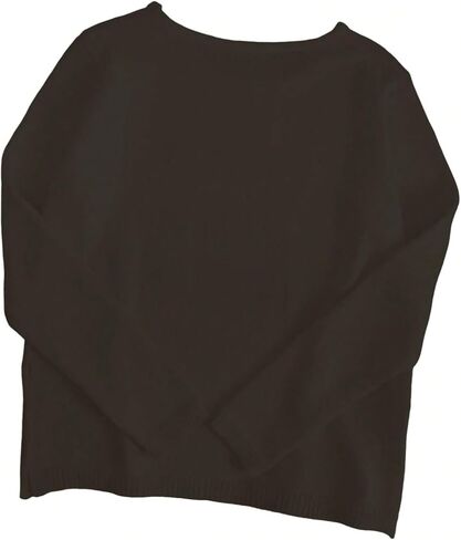 Verdusa Women's Letter Print Split Sheer Sweater Tops Round Neck Long Sleeve Knit Pullovers in Saudi Arabia