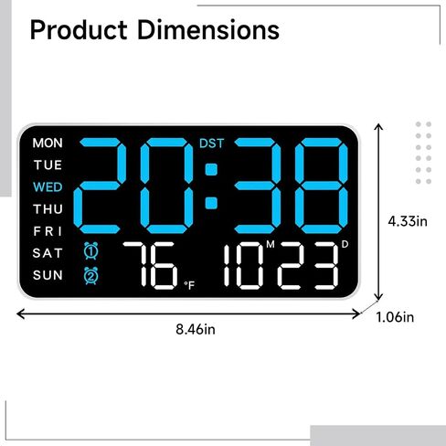LED ساعة الحائط الرقمية ، الإنذار المزدوج ، عرض عدد كبير ، لوحة أسود ، درجات الحرارة والرطوبة قراءات in Saudi Arabia