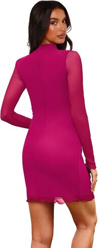 OFEEFAN Women's Bodycon Mock Neck Mini Dress Mele in Saudi Arabia