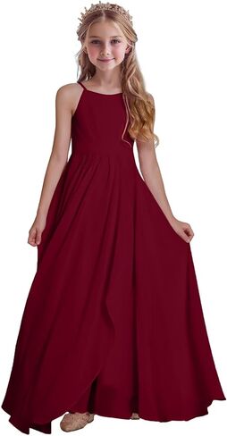 Chiffon Bridesmaid Dress for Juniors Sleeveless Girls Formal Dress Wedding Party Junior Bridesmaid Dress in Saudi Arabia