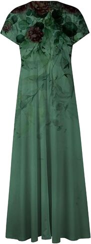 نساء الصيف Maxi Dress v الرقبة فضفاضة تناسب الأكمام القصير يوميا تدفق خط فساتين الزفاف ثوب غير رسمي 2025 in Kuwait