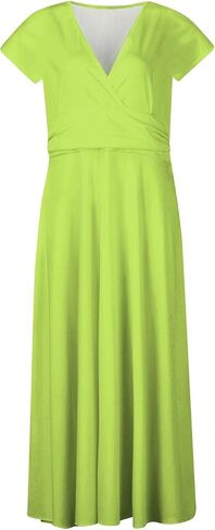 نساء الصيف Maxi Dress v الرقبة فضفاضة تناسب الأكمام القصير يوميا تدفق خط فساتين الزفاف ثوب غير رسمي 2025 in Saudi Arabia