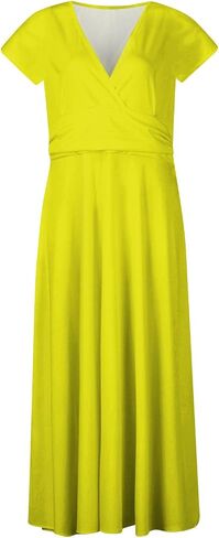 نساء الصيف Maxi Dress v الرقبة فضفاضة تناسب الأكمام القصير يوميا تدفق خط فساتين الزفاف ثوب غير رسمي 2025 in Kuwait