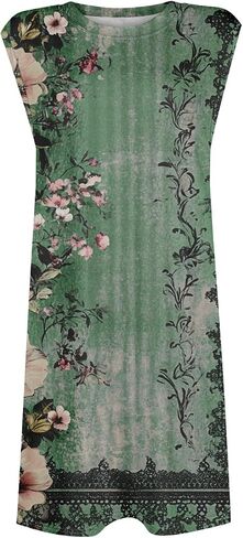 Womens Crew Neck Sleeveless Mini Dresses Printed Beach Vacation Pockets Dress 2025 Summer Casual Loose Sundress in Saudi Arabia