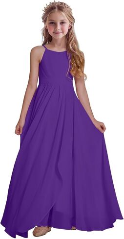 Chiffon Bridesmaid Dress for Juniors Sleeveless Girls Formal Dress Wedding Party Junior Bridesmaid Dress in Saudi Arabia