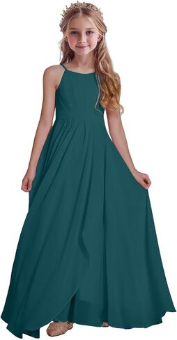 Chiffon Bridesmaid Dress for Juniors Sleeveless Girls Formal Dress Wedding Party Junior Bridesmaid Dress in Saudi Arabia
