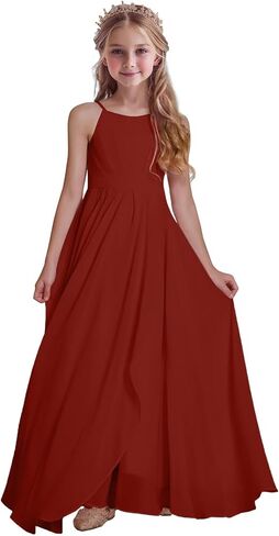 Chiffon Bridesmaid Dress for Juniors Sleeveless Girls Formal Dress Wedding Party Junior Bridesmaid Dress in Saudi Arabia