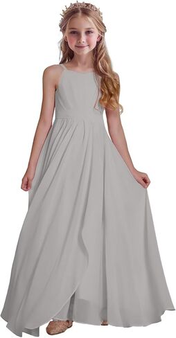 Chiffon Bridesmaid Dress for Juniors Sleeveless Girls Formal Dress Wedding Party Junior Bridesmaid Dress in Saudi Arabia