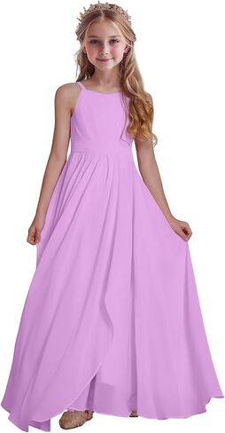 Chiffon Bridesmaid Dress for Juniors Sleeveless Girls Formal Dress Wedding Party Junior Bridesmaid Dress in Saudi Arabia